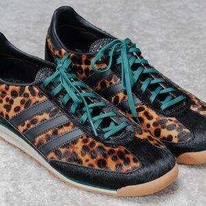 Leopard Print Women's Sneaker with Teal Laces